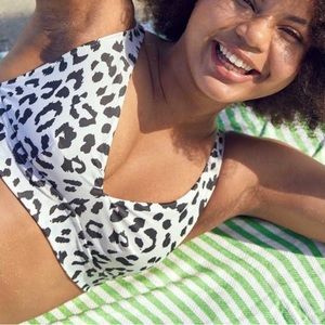 Aerie Cheetah Scoop Neck Bikini Top